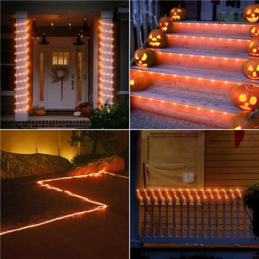 Solar Halloween Lights, 66FT 200 LED Outdoor Solar Rope Lights, IP67 Waterproof